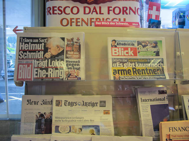 Highway newsstand. Ticino, 2010