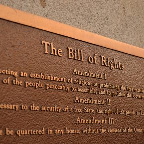Photograph of a plaque featuring the United States Bill of Rights taken by Ted Mielczarek and published under a Creative Commons license