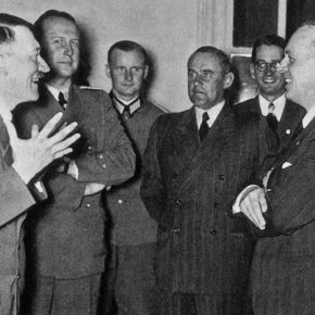Ribbentrop (far right), with Hitler.