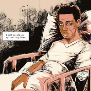 Image from graphic novel edition of Kindred by Octavia Butler