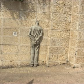 Handcuffed Palestinian installation. Jerusalem, 2012.