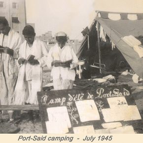 Maccabi summer camp prayer time. Port Said, 1945.